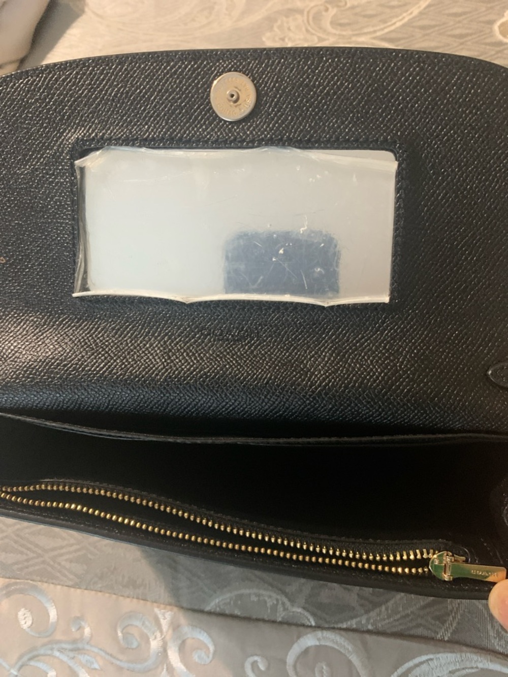 Coach Black Leather Wristlet/Crossbody with Gold Logo - Picture 3 of 7